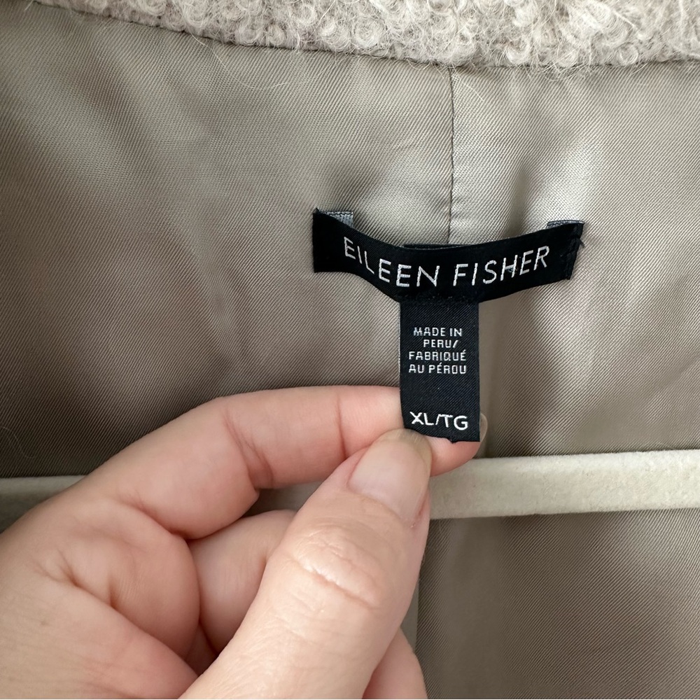 EILEEN FISHER Alpaca Blend Beige Long Coat SZ XL - Picture 7 of 10